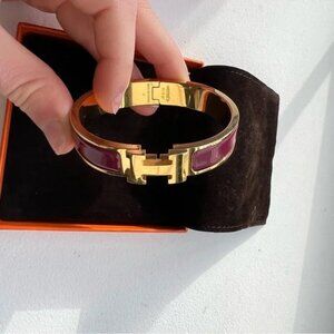 HERMES PM Enamel Narrow Clic H Bracelet